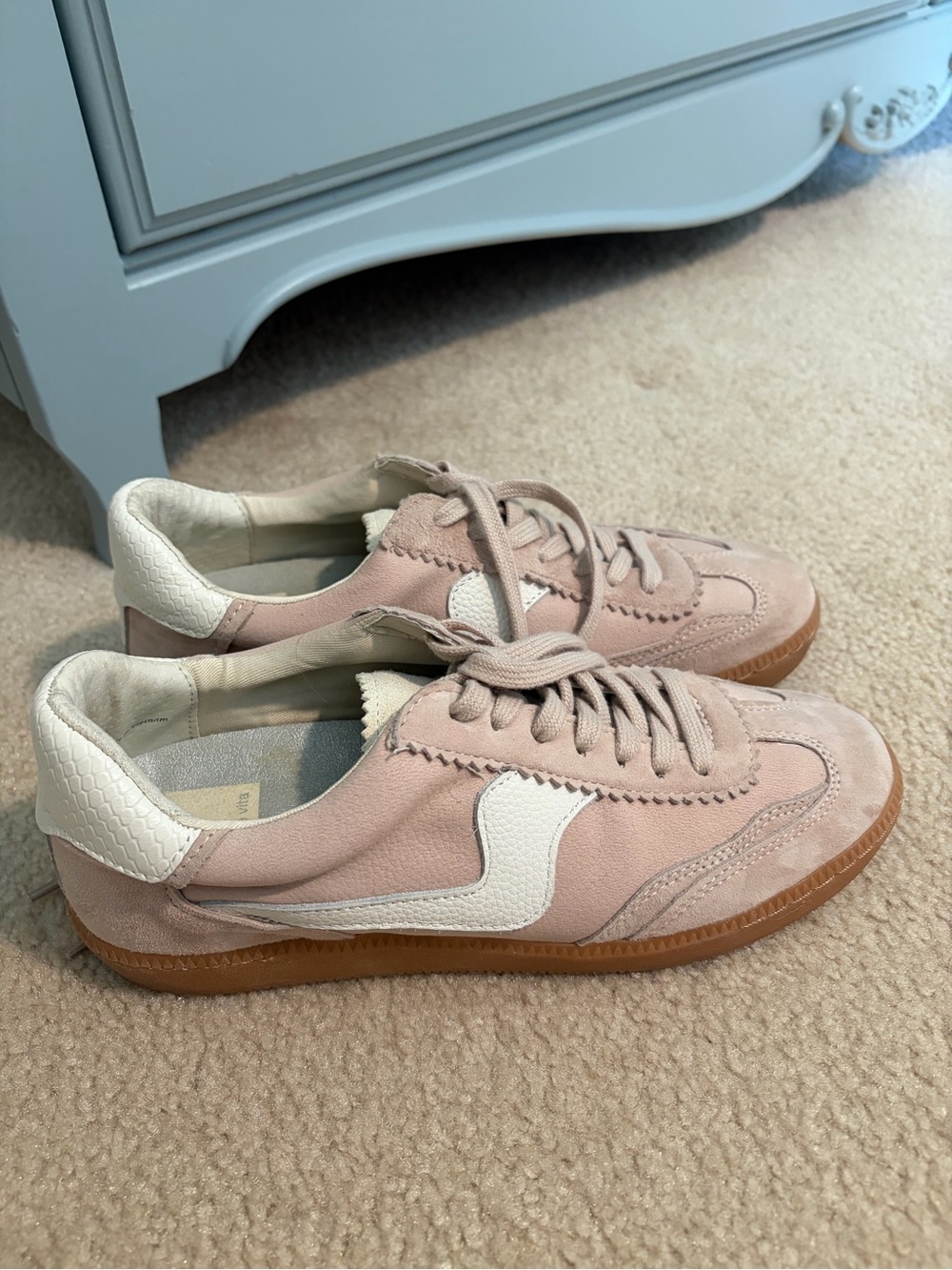 Dolce Vita Blush Pink Suede Sneakers with White Accent